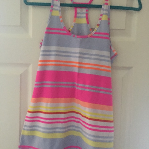 Lululemon Pink Striped Razorback Tank - Picture 2 of 3